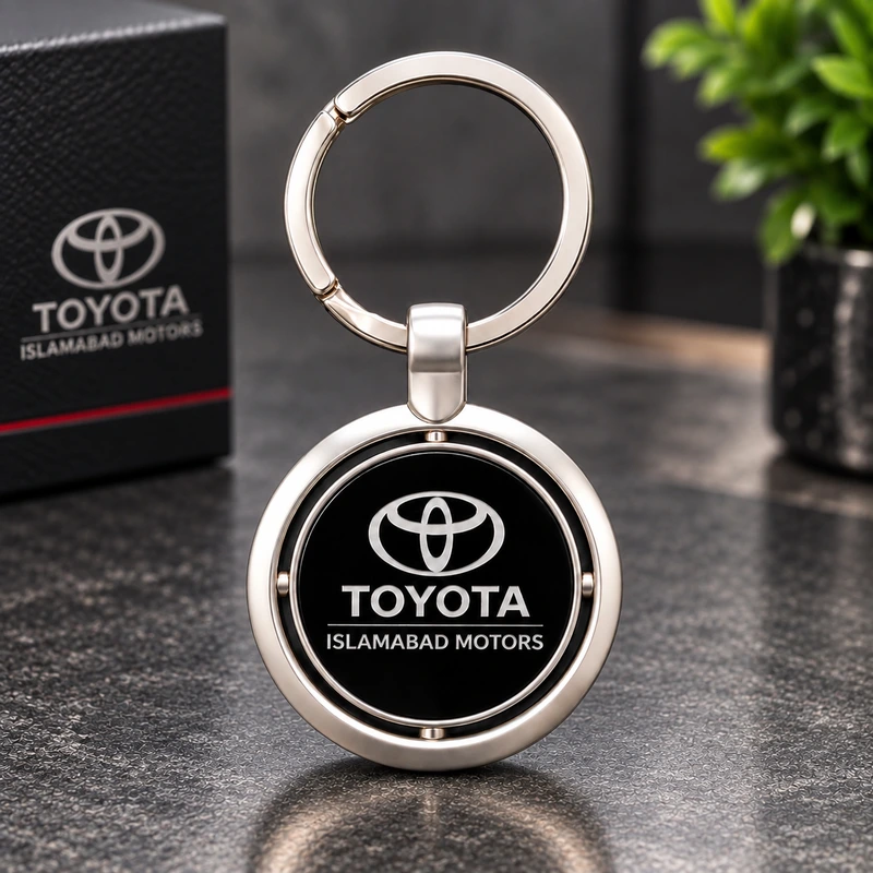 Premium 360° Double-Ring Spinning Metal Keyring – Custom Laser Engraving | GullStore Pakistan